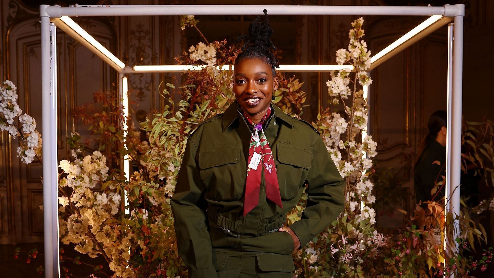 Little Simz attends Gucci Dinner – The Art Of Silk on April 02, 2025, in Paris, France. (Image via Getty/Marc Piasecki)